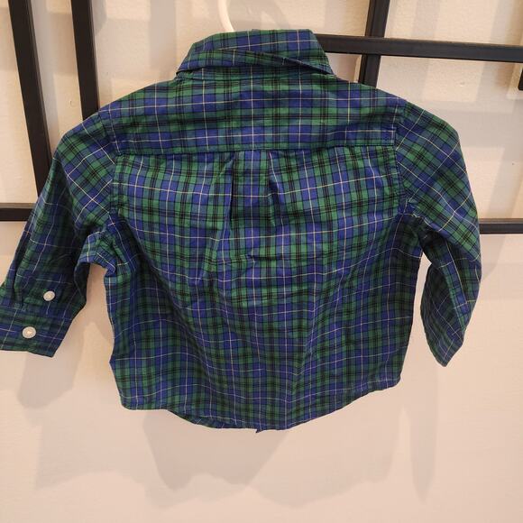 New janie and jack blue plaid baby button down shirt 3-6 months - Picture 4 of 5
